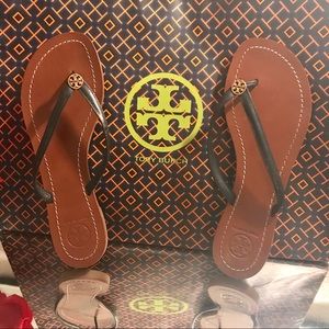 Tory Burch Black/Gold Thong Sandals